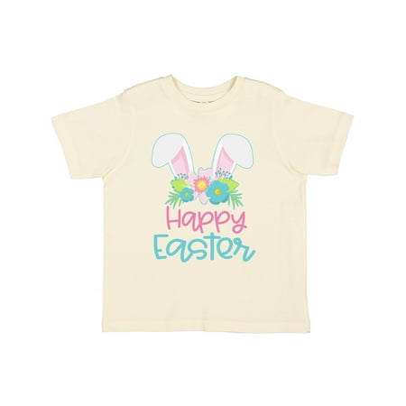 

Inktastic Happy Easter with Bunny Ears and Flowers Gift Toddler Boy or Toddler Girl T-Shirt