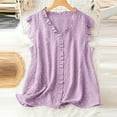 thumbnail image 2 of Timegard Womens Summer Tops Ruffle V-Neck Sleeveless Lightweight Tank Tops Casual Loose Tops Blouse, 2 of 4