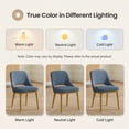 thumbnail image 5 of EOP Modern Dining Chairs Set of 6, Upholstered Dining Side Chairs with Solid Rubber Wood Legs, Open Back Design, Kitchen Dining Room Living Room Chairs with Curved Back, Blue, 5 of 11