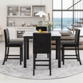 thumbnail image 2 of PORKISS Dining Table Set for 4, Dining Room Set with Faux Marble Kitchen Table and Velvet Upholstered Chairs, Counter Height Dining Set, White & Black, 2 of 9