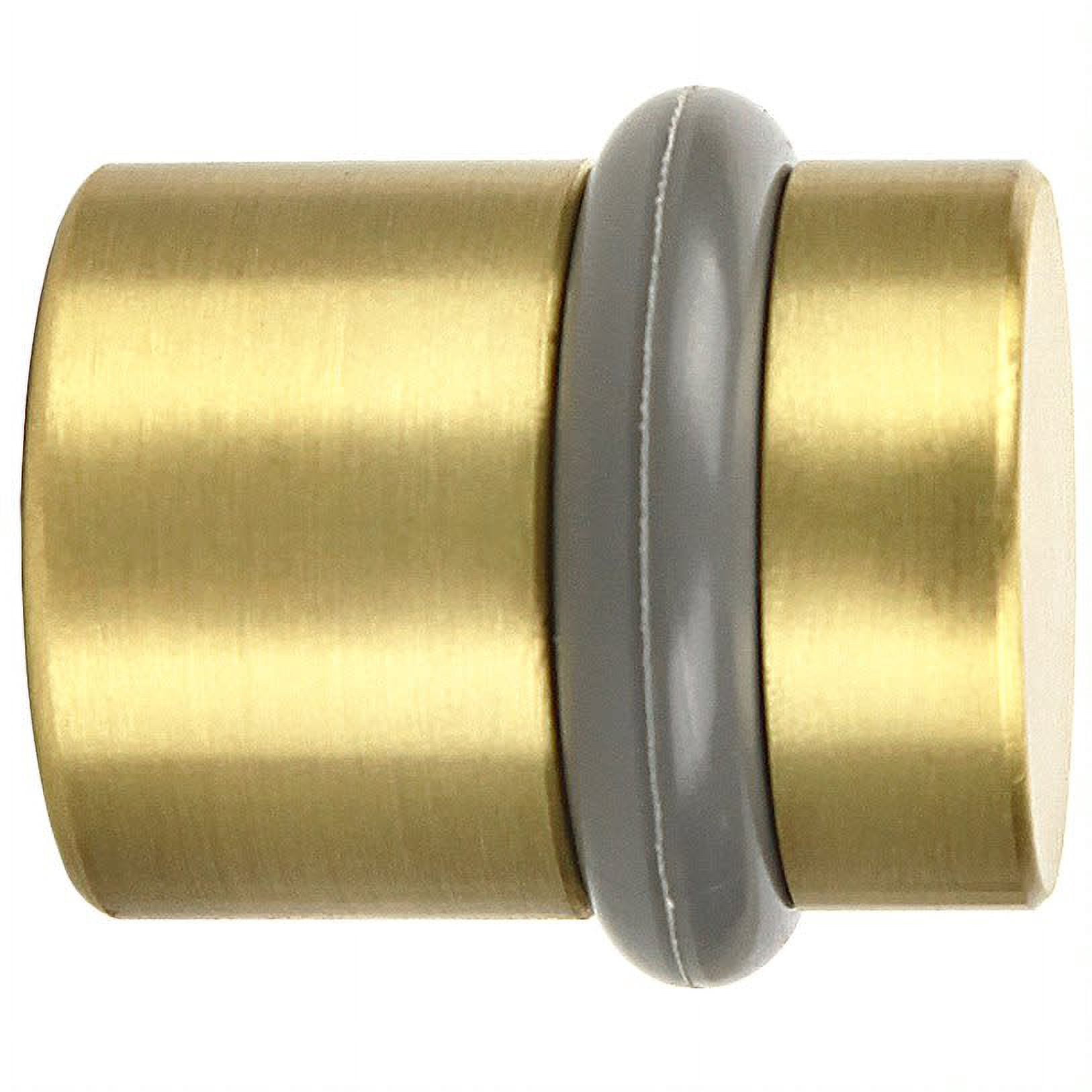 Design House 2-Pack Modern Cylindrical Floor Mounted Door Stops with Rubber Bumper, Satin Brass