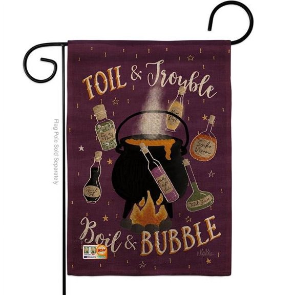 13 x 18.5 in. Toil & Trouble Burlap Fall Halloween Impressions Decorative Vertical Double Sided Garden Flag