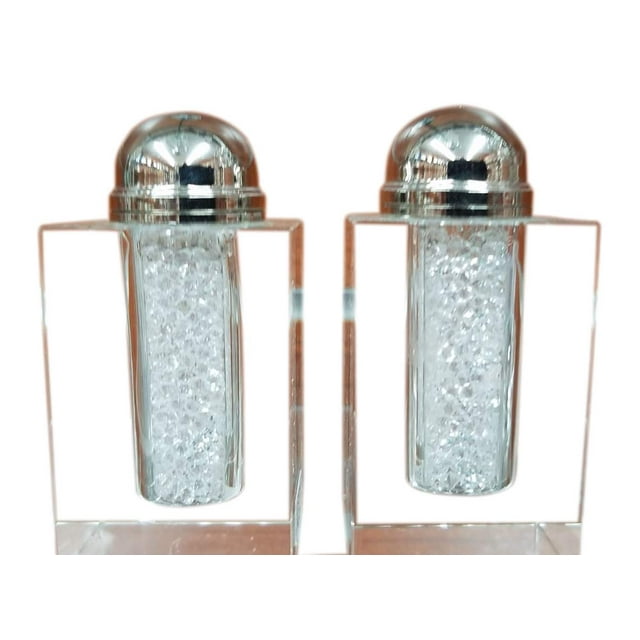 Salt and Pepper Shaker Set - Crystal Designed with Crushed Stones