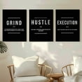 thumbnail image 2 of Motivational Office Decor Framed Canvas Wall Art Grind Hustle Execution Poster Inspirational Success Print Black Minimalism Modern Aesthetic Wall Decor for Bedroom Living Room Office (12x16inchx3pcs), 2 of 6