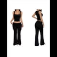 thumbnail image 3 of Traje Deportivo de Dos Piezas para Mujer con Chaleco y Leggings Anchos Traje para Chica Atractiva Negro L, 3 of 7