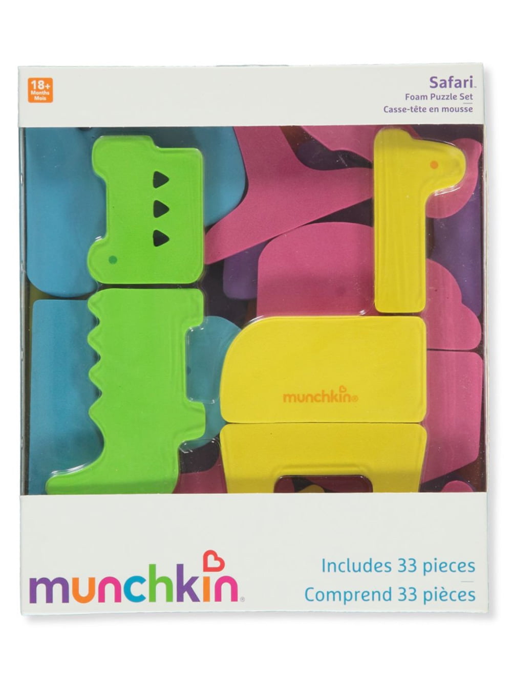 33 Piece Set Munchkin Safari Foam Puzzle Bath Toy Multi 