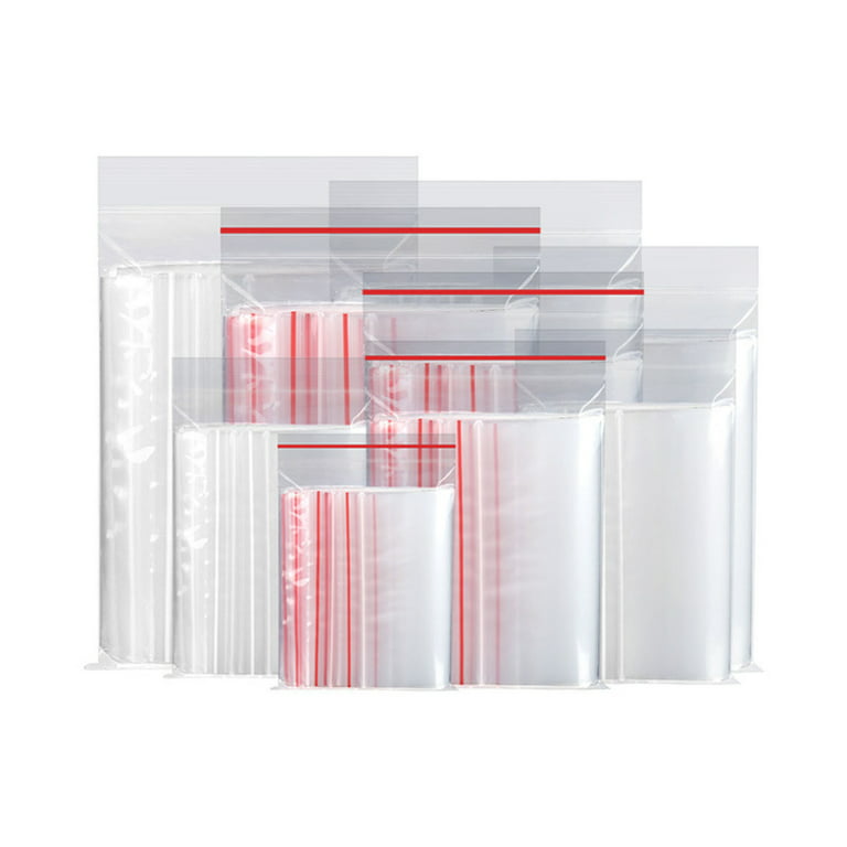 CenturyX 100pcs Clear Zip Poly Bags 100 Pcs Reusable Sealed Poly Storage Plastic  Bags for Jewelry, Pill, Candy Red Clear 12cm*17cm 
