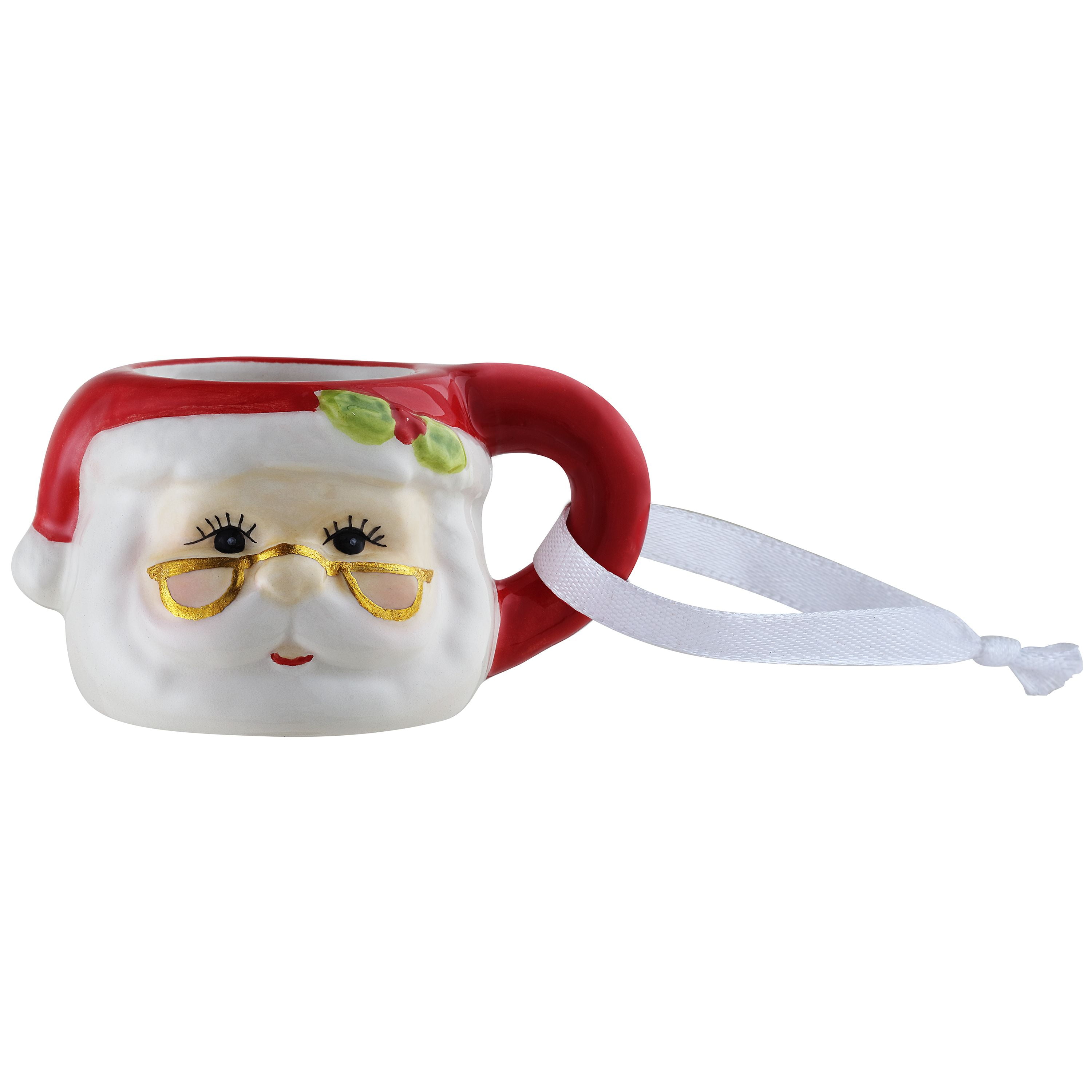 Mr. Christmas Miniature Santa Mug Hanging Ornament Decoration, Red, 1.45"