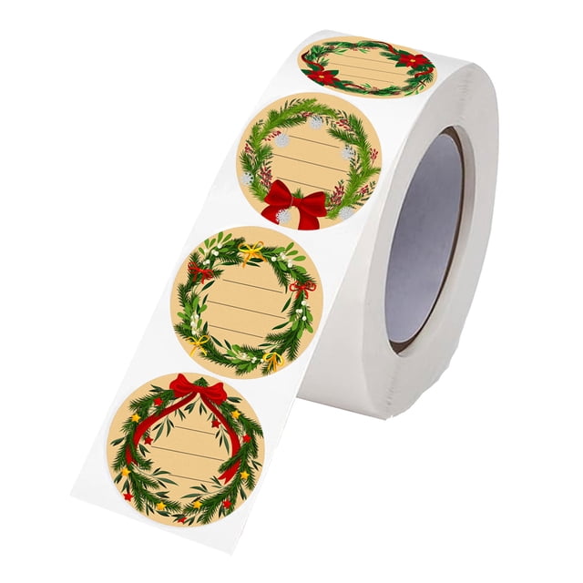 Étiquettes de Noël pour Cadeaux 3.8cm 320 Rouleau Rond en Papier Kraft Diy