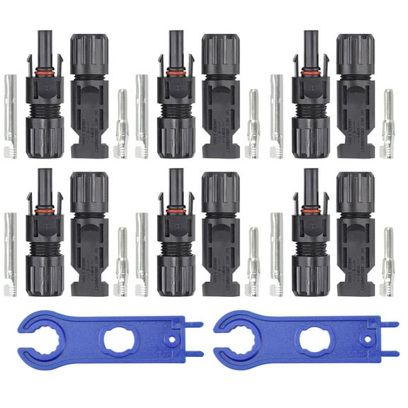 BUZIFU 6 Pair Solar Panel Connectors Photovoltaic Connector,Connector Male/Female,Double Seal Rings,Waterproof,for Solar panelscable connectors and photovoltaic Systems