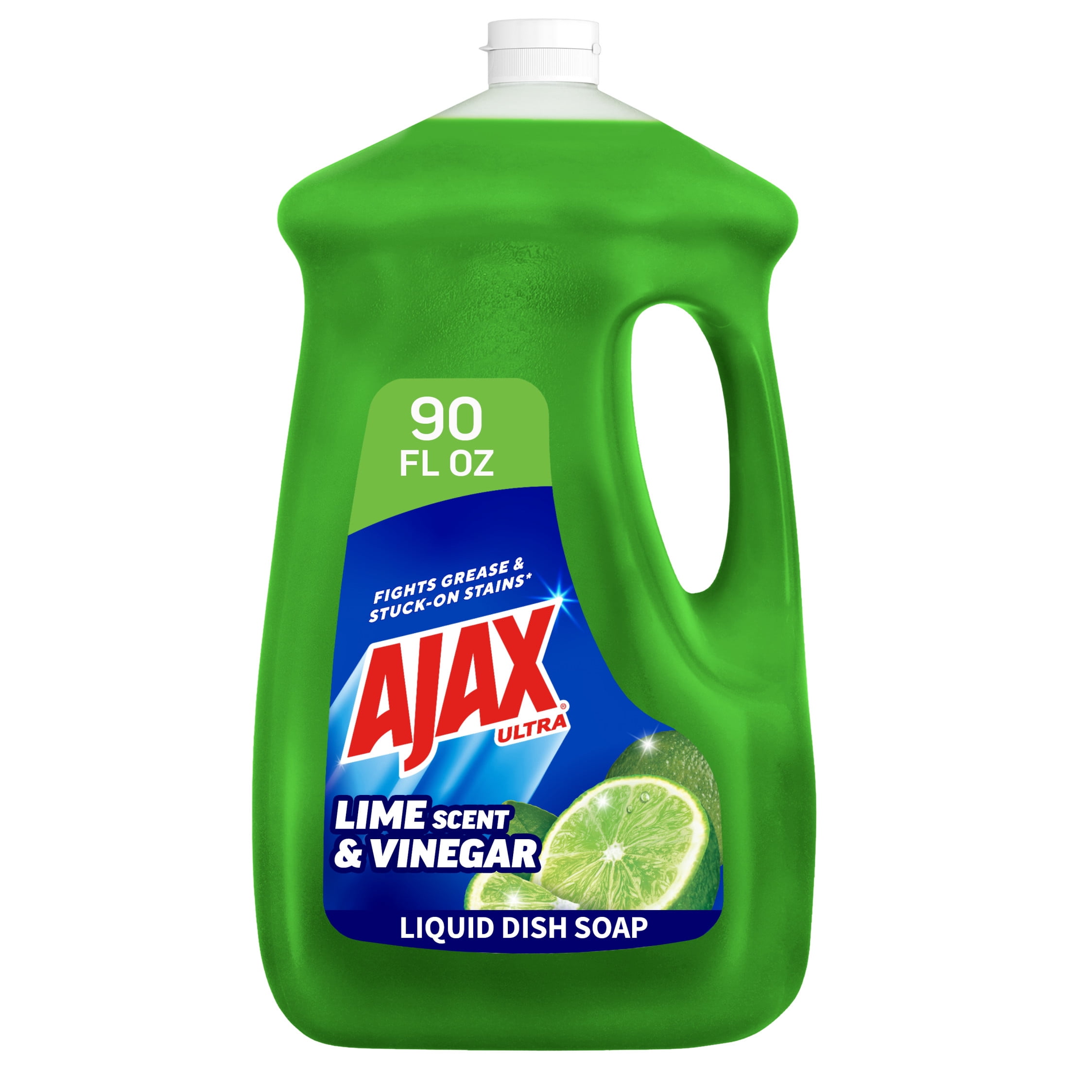 (4 pack) Ajax Ultra Liquid Dish Soap Vinegar and Lime Scent, Sparkling Clean Dishes, 90 fl oz Bottle
