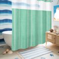 thumbnail image 6 of No Hook Shower Curtain, Green Stripe Shower Curtains for Bathroom with See Through Top Window, Farmhouse Modern Minimalist Geometric Waterproof & Washable Bath Curtain 66"x72", 6 of 9