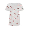 thumbnail image 6 of Blmnix Tops for Women White Short Sleeve Fasion Casual Vacation Tunic Cherry Crew Neck Ladies Tops 2024, 6 of 6