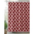 thumbnail image 2 of Red White Geometric Shower Curtain, Minimalist Morocco Pattern Bathroom Decor Curtains Set with Hooks, Waterproof Fabric Home Accessories， 72 X 78 Inch Long, 2 of 6