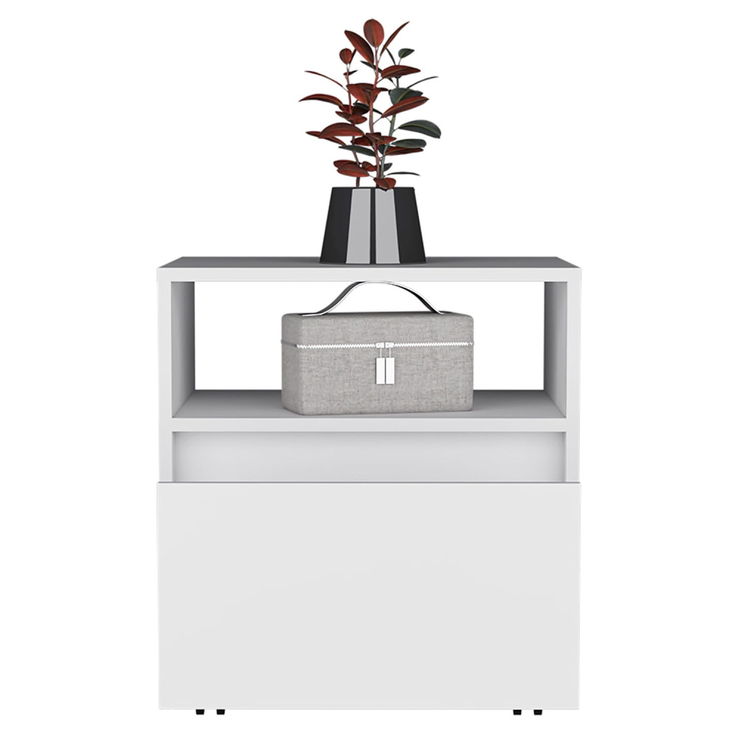 Stylish White Nightstand with Drawer, Ideal for Bedroom Living Room Compact Size