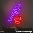 thumbnail image 2 of Handmadetneonsign Raven On Skull Neon Sign, Raven Wall Art Decor, Raven Skeleton Home Wall Decor 038823, 2 of 5