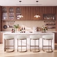 thumbnail image 5 of Zesthouse 26.6″ Modern Bar Stools Set of 2, Upholstered Chenille Counter Height Stools with Low Back and Thickened Antique Bronze Metal Frame, Kitchen Island Bar Chairs, White, 5 of 10