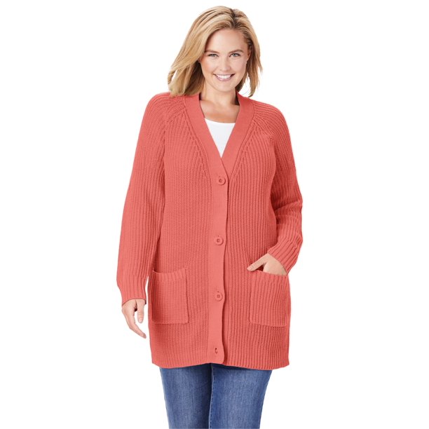 Woman Within Woman Within Women's Plus Size LongSleeve Shaker Cardigan Sweater