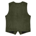 thumbnail image 4 of Men's Retro Corduroy Button Down Vest Smart Casual Lightweight Sleeveless Outerwear Waistcoat Army Green Size L, 4 of 4