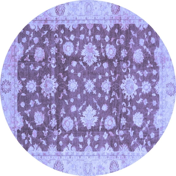 Ahgly Company Indoor Round Oriental Blue Traditional Area Rugs, 7' Round