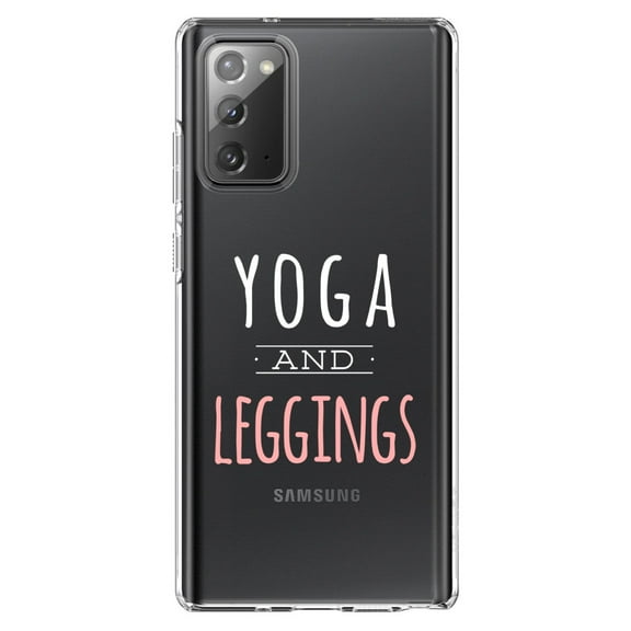 DistinctInk Clear Shockproof Hybrid Case for Samsung Galaxy Note 20 (6.7" Screen) - TPU Bumper Acrylic Back Tempered Glass Screen Protector - Yoga and Leggings