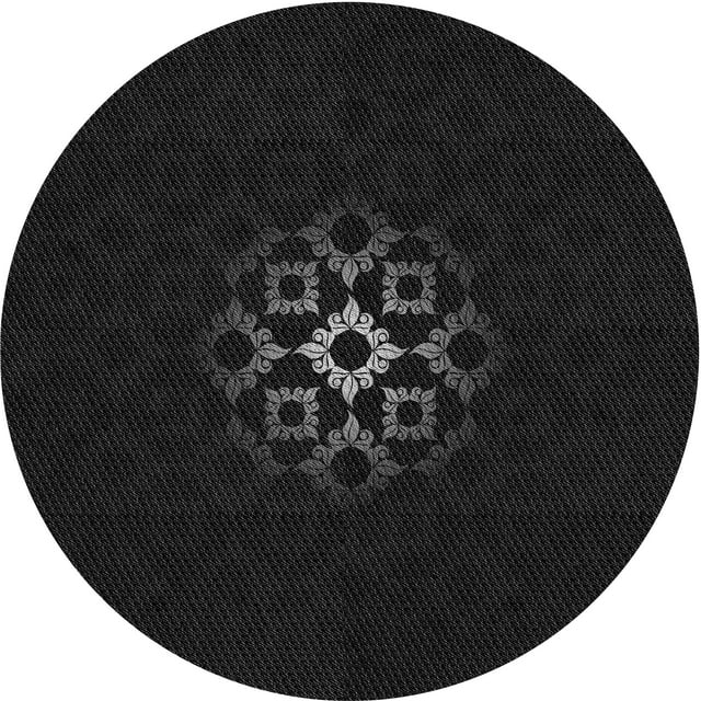 Ahgly Company Tapis Rond Lavable en Machine Intérieur Transitionnel Noir Nuit, 3 Pieds Rond