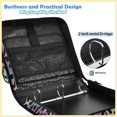 thumbnail image 4 of Zipper Binder with Shoulder Strap 2 inch 3 Ring Waterproof File Folder Organizer Bag 500 Sheet Rainbow Colors Leopard Print, 4 of 8