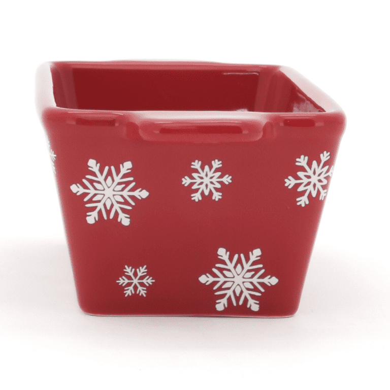 Holiday Time Ceramic Mini Snowflake Loaf Pan, 5.75 Long, Red, Stoneware 