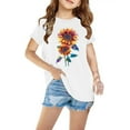 thumbnail image 2 of AJTQTH Tshirts for Girls Boys Summer Short Sleeve Round Neck Tops Kids Unisex Glitter Sunflower Print Tees Shirts Blouses Cotton Summer Clothes Outfits White 3 Years, 2 of 5