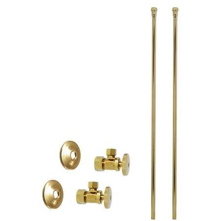 Westbrass 5/8" x 3/8" OD x 20" Bullnose Faucet Supply Kit with Round Handle Angle Valve, Polished Brass