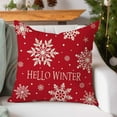 thumbnail image 5 of Christmas Hello Winter Snowflake Throw Pillow Cover 18x18 Inch Red White Outdoor Christmas Decorations Xmas Holiday Decorative Throw Pillow Case for Home Living Room Couch Porch Decor, 5 of 6