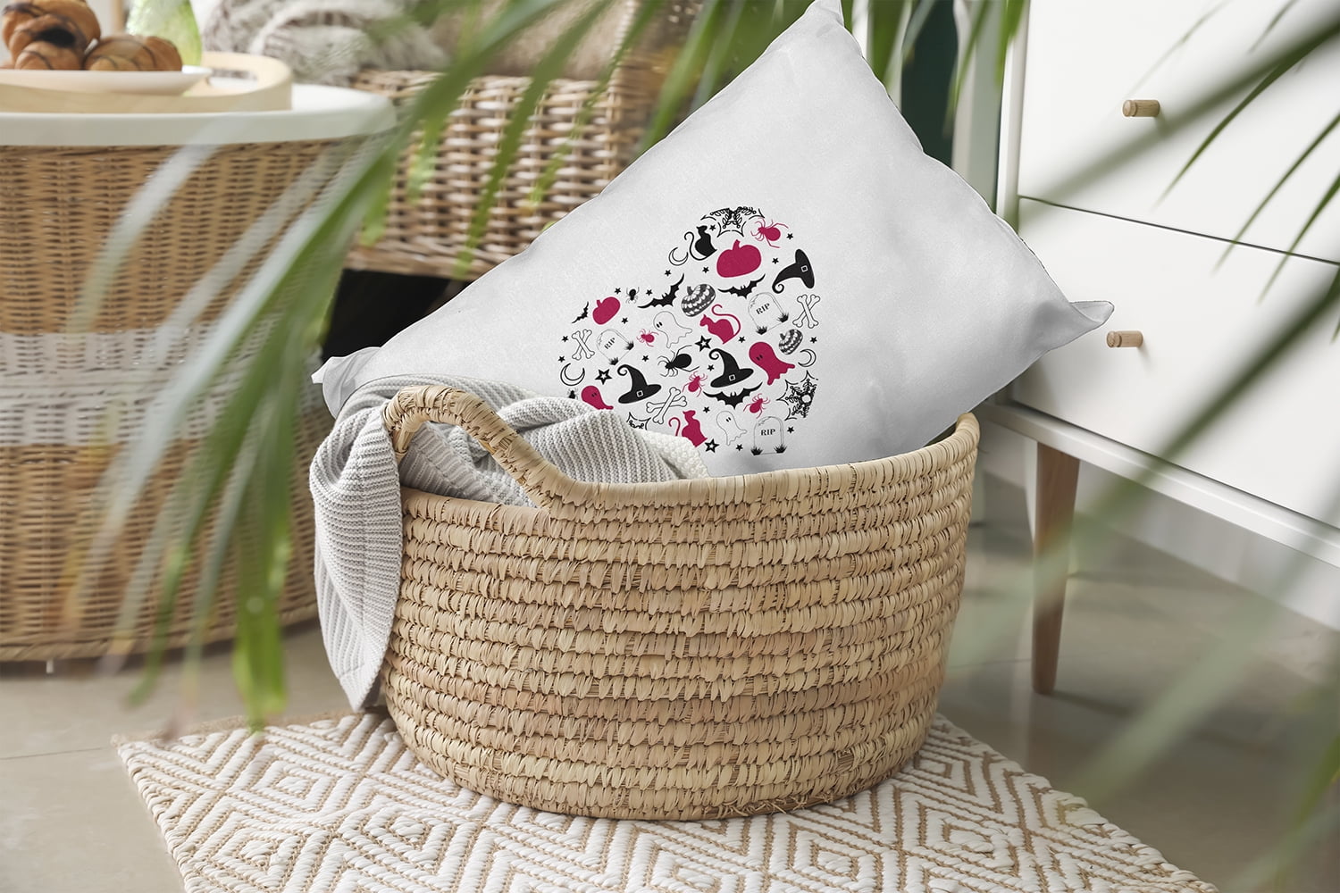 20" x 14" Simply Daisy Halloween Heart Polyester Accent Pillow, Fuschia Qty 1