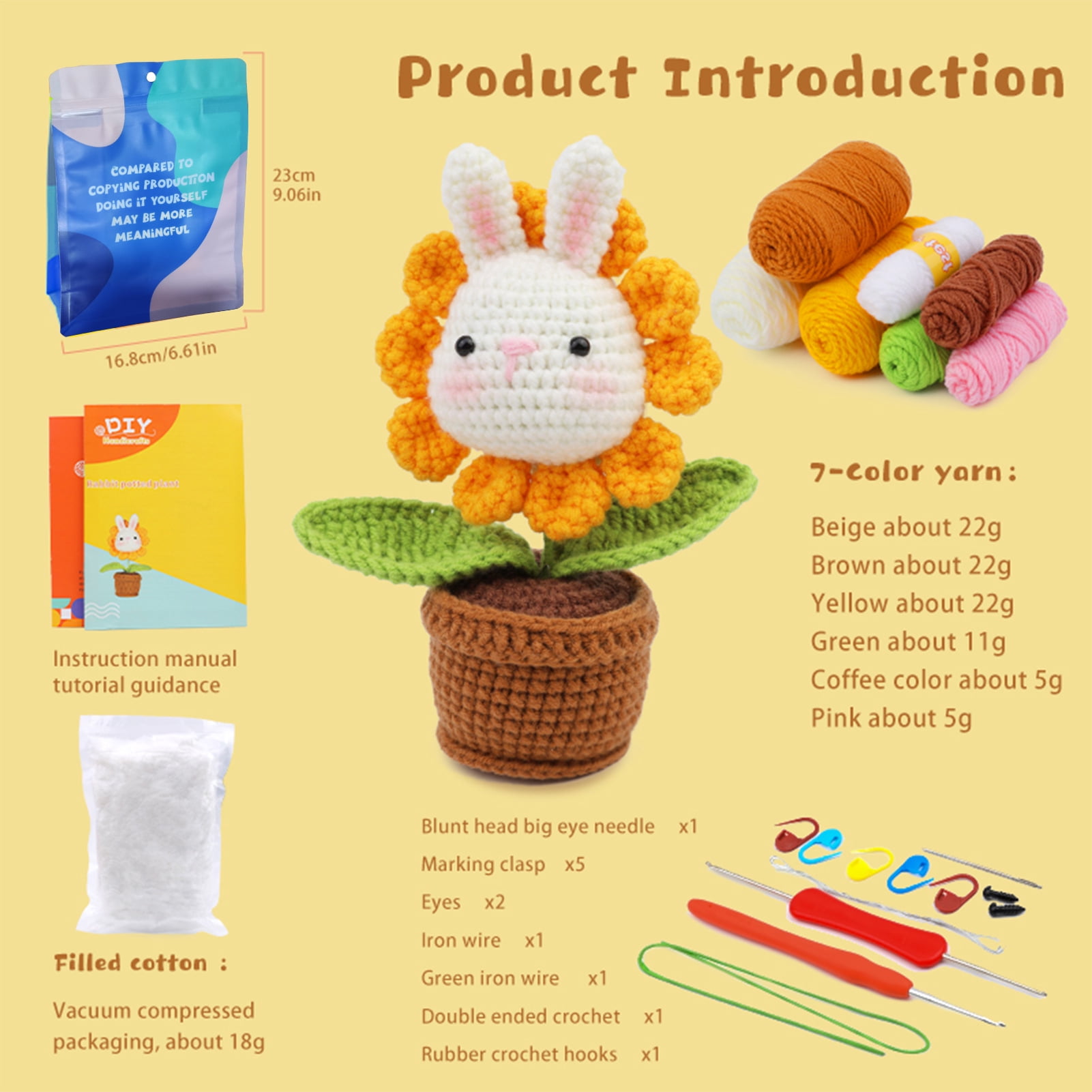 Miaomoo 64 Pcs Crochet Kit for Beginners Adults and Kids, Crochet Starter  Kit, Beginner Kraft Set for Gift, Crocheting Supplies, Crochet Set with  Yarn