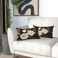 thumbnail image 6 of Vintage Peony Roses Floral Plant Lumbar Pillow Covers 12X20 Inch Set of 2 Chinoiserie White Flower Leaves Decorative Pillow Cases Black Gold Cushion Case Vintage Home Decor for Sofa Couch Outdoor, 6 of 6