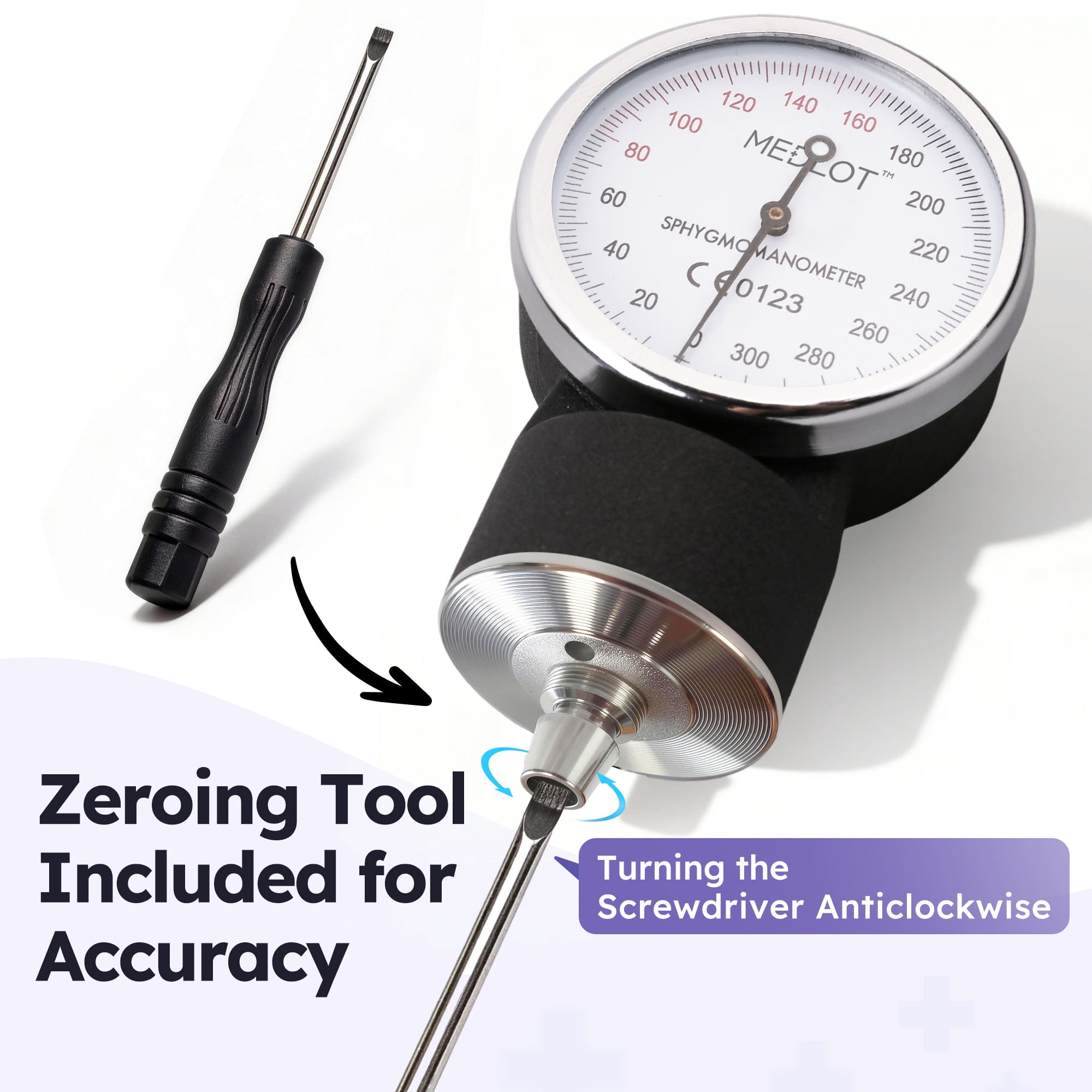 LotFancy Manual Blood Pressure Cuff, Aneroid Sphygmomanometer and Dual Head Stethoscope Kit,Purple