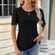 thumbnail image 1 of Fiudx Ofertas y Liquidaciones Camiseta Informal de Manga Corta con Cuello Redondo Liso a La Moda para Mujer, 1 of 3