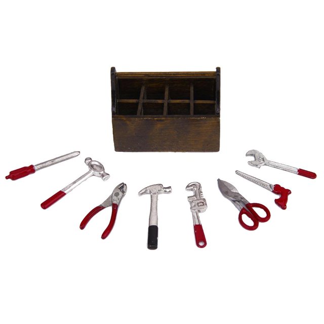 Caja de Herramientas de en Miniatura Caja de Herramientas Incluye de Herramientas para Decoración de 1/12 Baoblaze Caja de herramientas con conjunto de herramientas