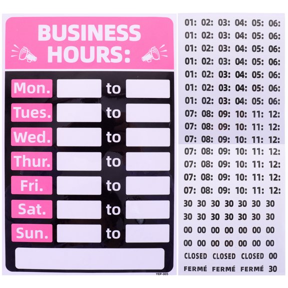 2 Pcs Adjustable Opening Hours Sign Shop Times Business Work