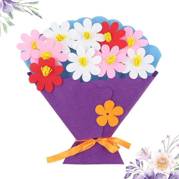 OULII 3Pcs DIY Bouquet Package Purple Nonwoven Floral Craft for Easy Assembly