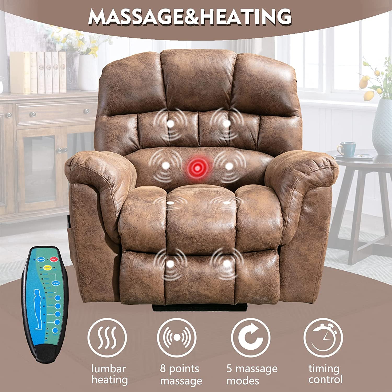 CANMOV Large Power Lift Recliner Chairs with Massage and Heat for