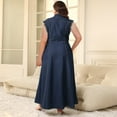 thumbnail image 3 of AURA Plus Size Button Front Denim Maxi Dress Sleeveless A Line Casual Spring Outfit, 3 of 5