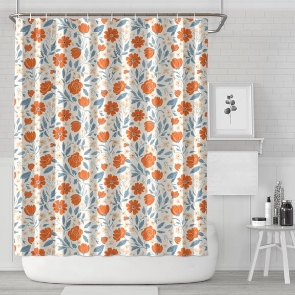 Pioneer Flower Floral Print Pattern Shower Curtain 84”x72", Bathroom Decorative Shower Curtain Set with 12 Hooks, Waterproof Washable