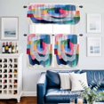 thumbnail image 2 of Colorful Geometric Kitchen Curtains Sets for Windows 24 Inch Length, Art Color Block Modern Abstract Rod Pocket Window Treatments Tier Curtains and Valances Set for Bedroom/Bathroom, 2 of 8