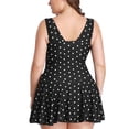 thumbnail image 6 of Inadays Women Plus Size One Piece Swimsuit Flower Printing Modest Tummy Control Swimdress V Neck Vintage Bathing Suits Skirt Swimwear, Black Polka Dot, XL, 6 of 8