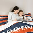 thumbnail image 4 of Feelyou Modern Rugby Football Twin Bedding Sets 7-Piece, Cartoon Soccer Helmet Bedding Comforter Set, Orange Navy Abstract Stripes Reversible Sheet Sets, Microfiber Bedroom Decor, 4 of 7