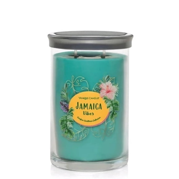 Yankee Candle Jamaica Vibes, Caribbean Collection 20 Oz 2-Wick Tumbler Candle, Tropical Palm & Patchouli Scent