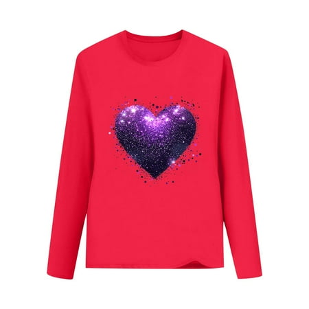 IVEYRTF Kids Long Sleeve Round Neck Pullover Shirt Casual Top Soft Cotton for Spring Summer Wear Comfortable Shirt(Red 13-14 Years)