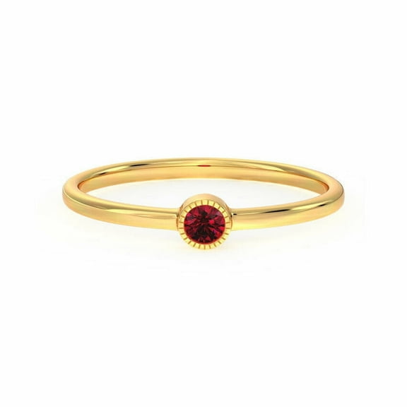 Small Round Cut Ruby Ring Gold Plated Minimalist Jewelry Gift for women's