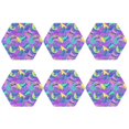 thumbnail image 2 of Pofeuu Disco Roller Skates Print Leather Coasters Set of 6, Round Cups Mugs Mat Pad for Home Kitchen Heat Resistant Drink Coasters,Hexagon, 2 of 7