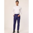 thumbnail image 3 of Pantalones de vestir a rayas para hombre, ajustados, con parte delantera plana, para baile de graduación Azul marino 30 Unique Bargains Pantalones, 3 of 6